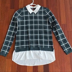 NWT Tahari plaid collared sweater